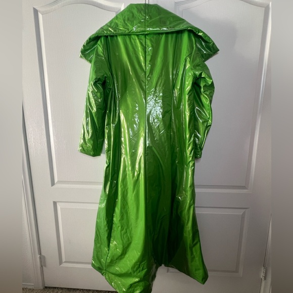 NWT- Fashion Nova Chartreuse Vinyl Trench/Rain Coat - Picture 3 of 7